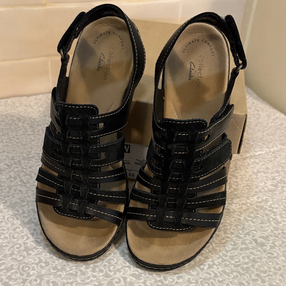 Clarks Leisa Rhea Black Strappy Women's Sandals